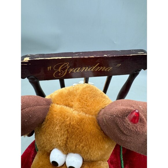 Grandma Got Run Over By A Reindeer Animated Rocking chair Moose Plush 14" READ - Picture 3 of 9
